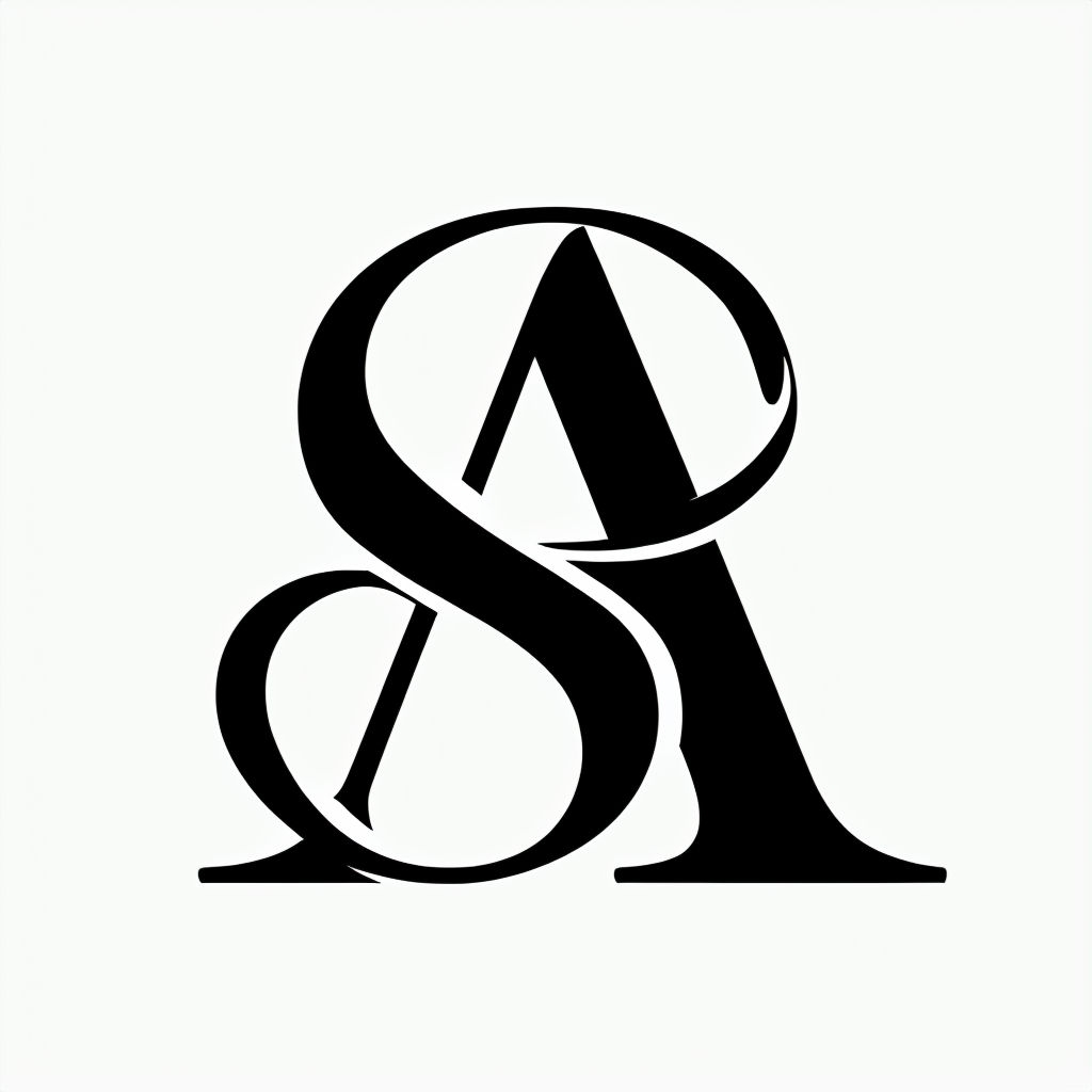 Elegant Black and White 'A' Typographic Monogram Design