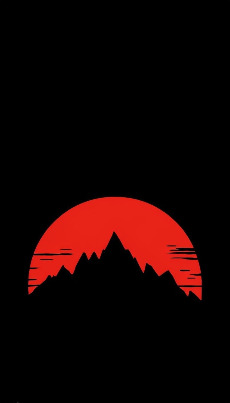 Minimalist Red Mountain Range Against Black Background Wallpaper