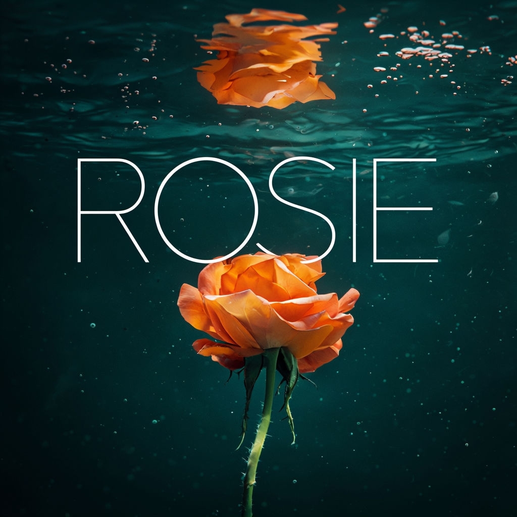 Elegant Ink Painting of Rosie with Underwater Orange Rose Album Cover