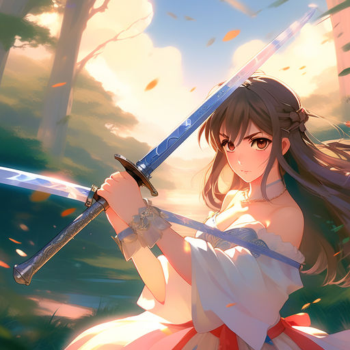 Anime girl princess holding a sword ready for battle. beauti... by ...