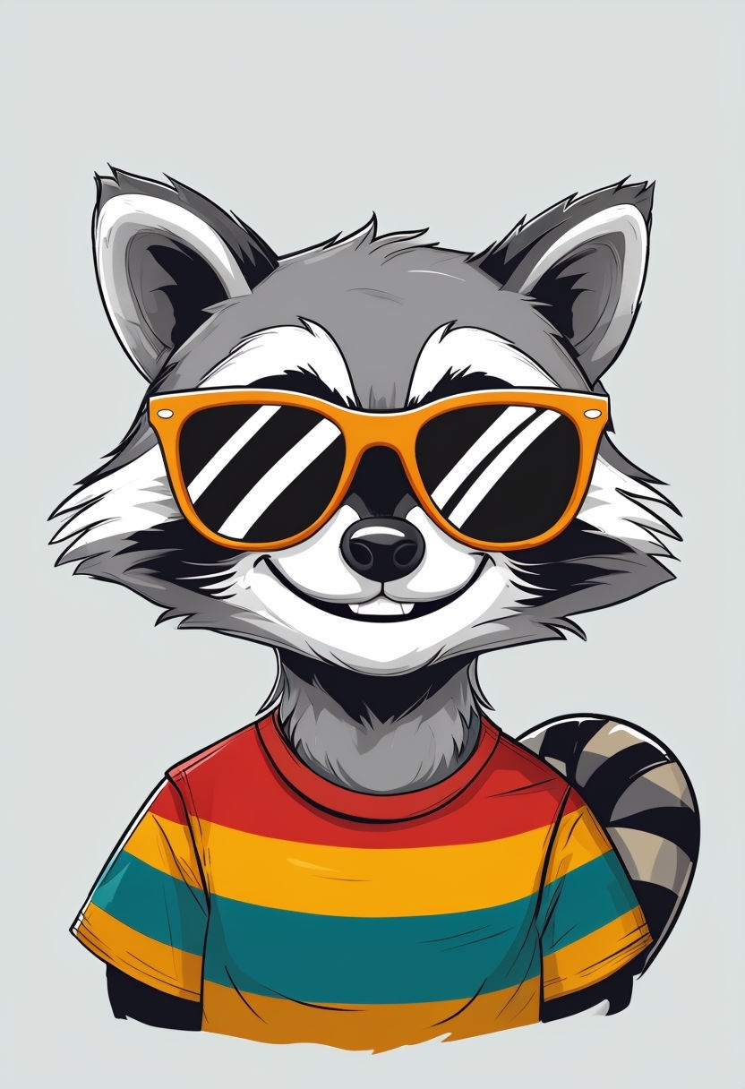 Cheerful Raccoon Character in Sunglasses Cartoon Sticker