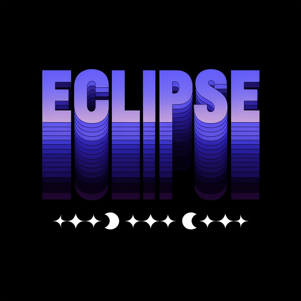 Modern Gradient ECLIPSE Typography with Moon and Stars Logo
