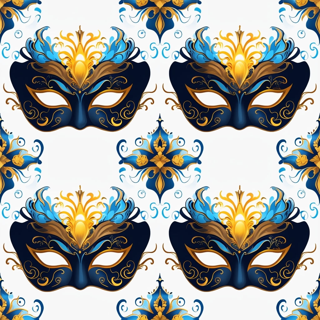 Ornate Masquerade Masks Seamless Pattern in Luxurious Colors