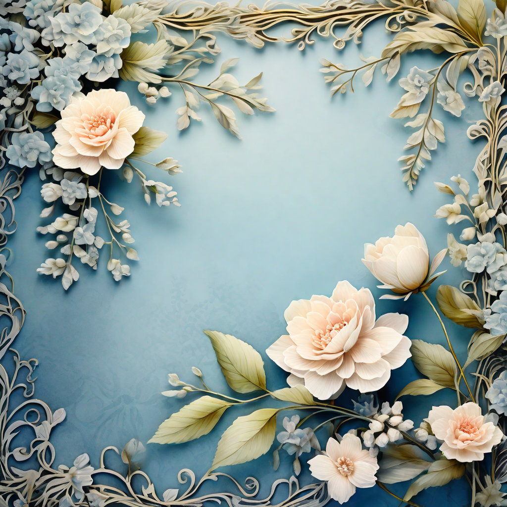A blue pastel-toned background with a lace border background by 이수진