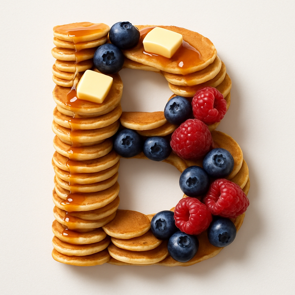 Creative Pancake Breakfast Monogram Art Featuring B and I