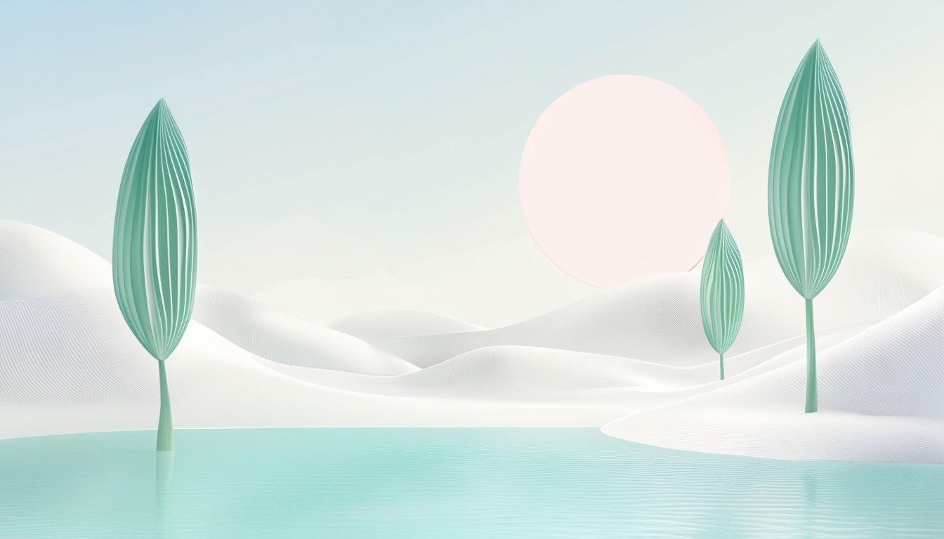 Serene Minimalist Pastel Landscape with Water and Dunes Virtual Backgrounds
