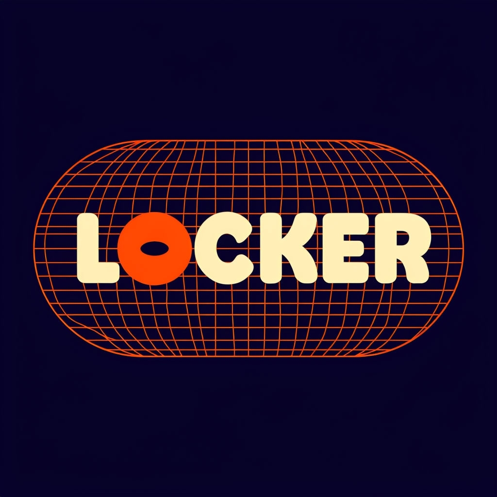 Retro Locker Graphic Design in Bold Cream Letters T-shirt