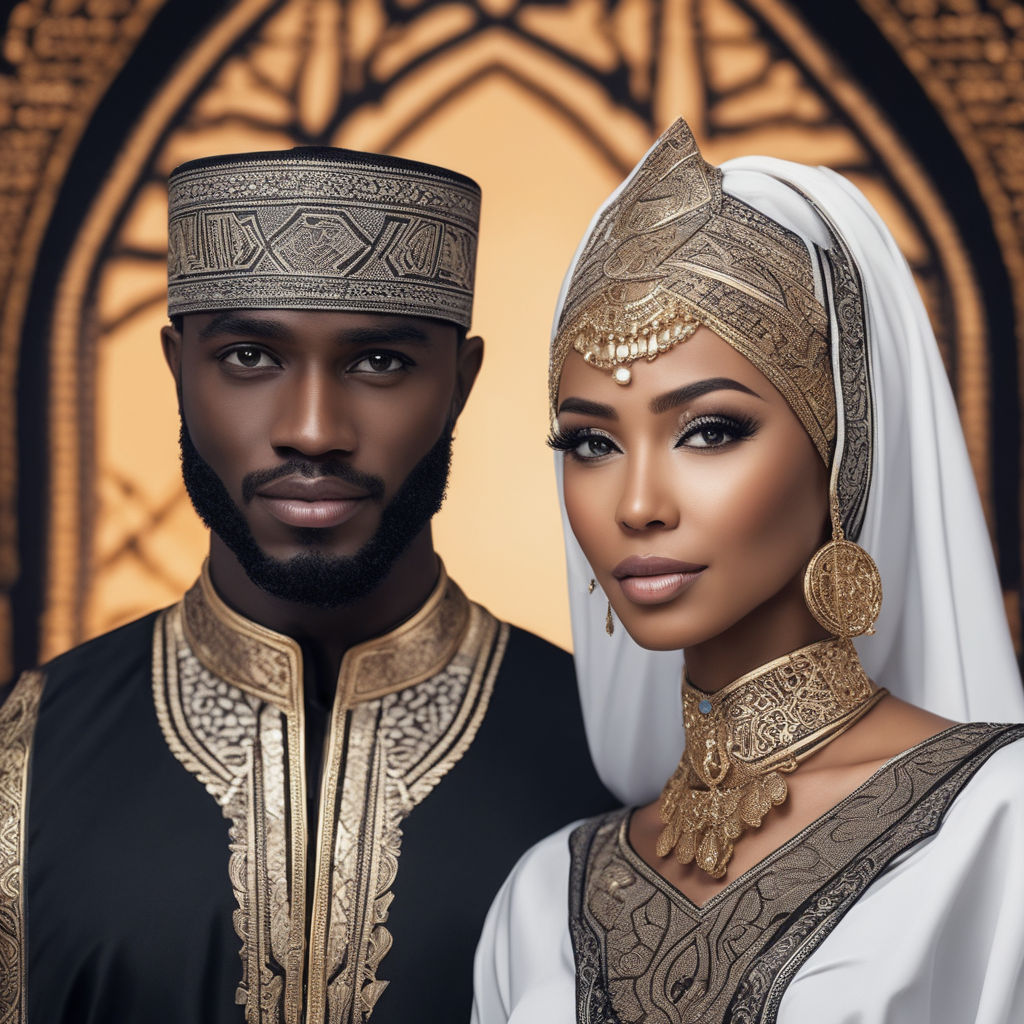 Black African Muslim Man And Wife In Arabic Dress By Kh l Jason black-african-muslim-man-and-wife-in-arabic-dress-by-kh-l-jason