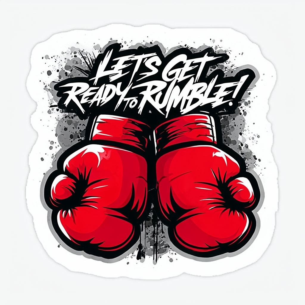 Vibrant Cartoon Boxing Gloves Rumble Sticker