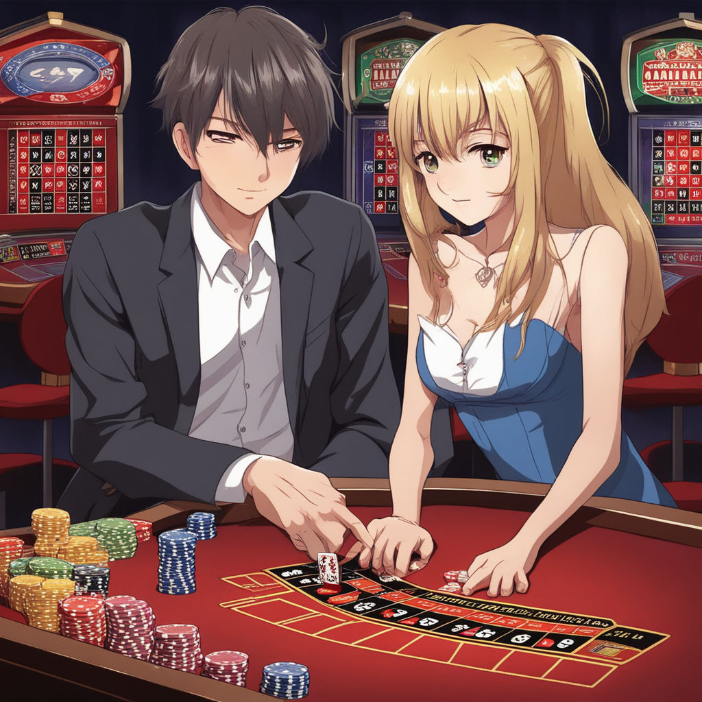 illustration to convince teenagers not to gamble, anime style