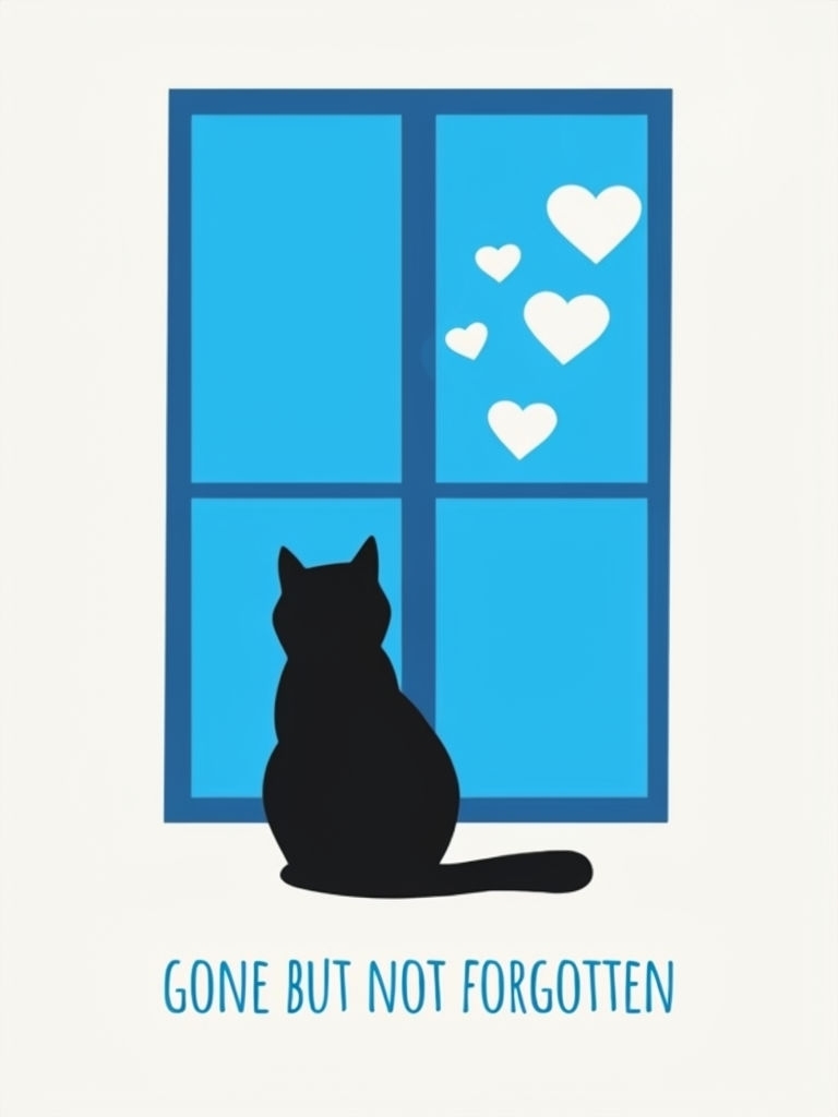 Minimalist Black Cat Silhouette with Sentimental Message Card