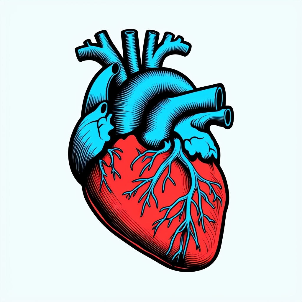 Bold Stylized Human Heart Graphic Illustration Sticker