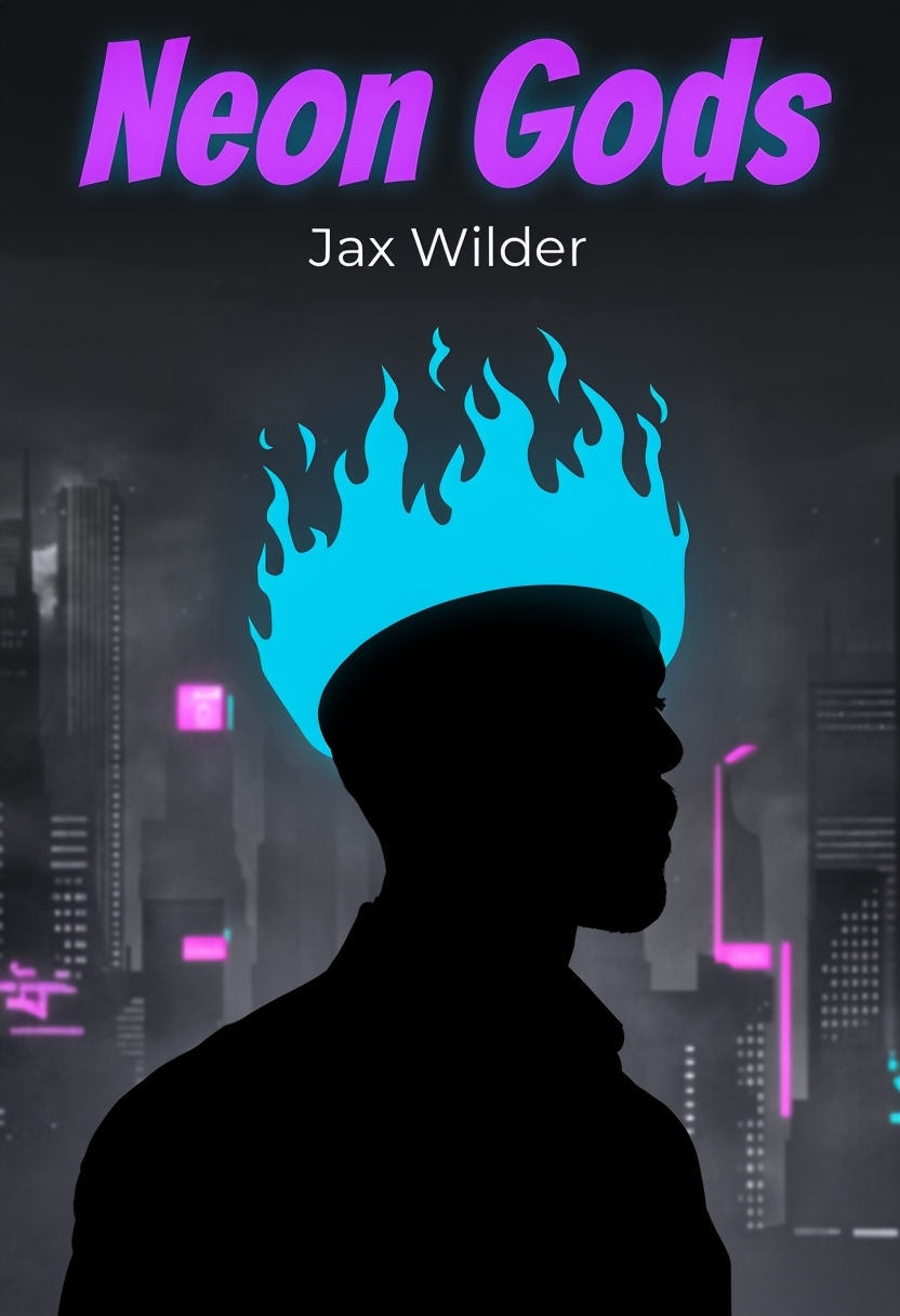 Urban Fantasy Neon Gods Book Cover Design Featuring Silhouette EBook Cover