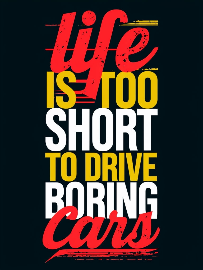 Life is Too Short to Drive Boring Cars Motivational T-Shirt