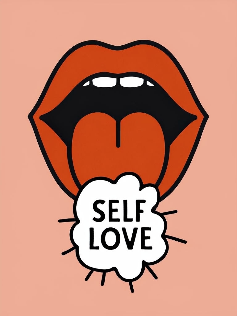 Vibrant Burnt Orange Lips with Self Love Message T-Shirt