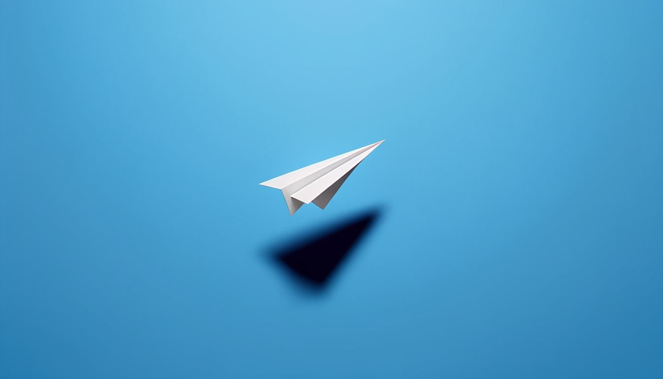 Minimalist White Paper Airplane on Sky Blue Background Virtual Backgrounds