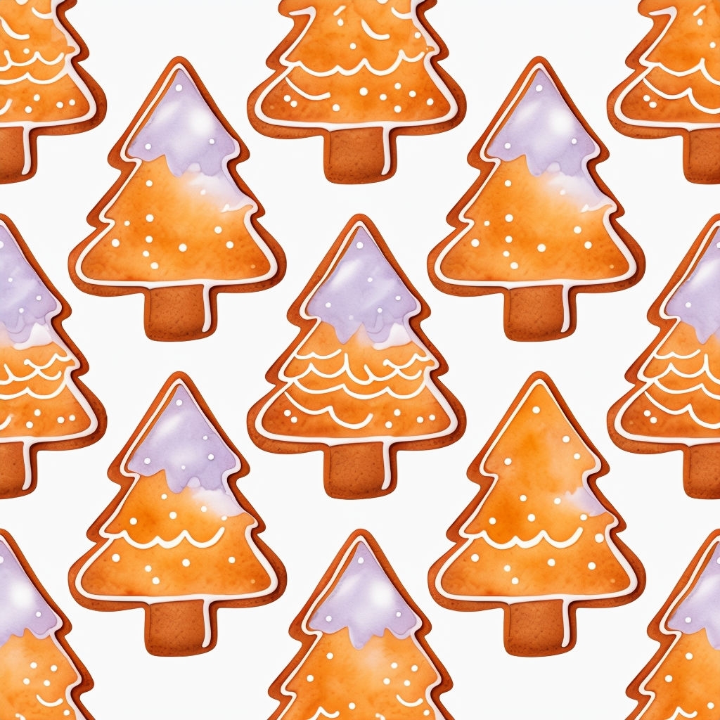 Festive Gingerbread Christmas Tree Pattern for Holiday Decor Seamless Pattern