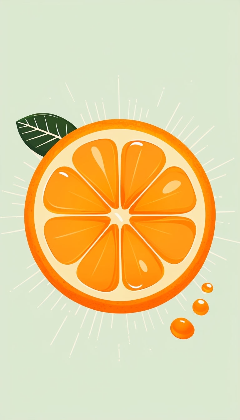 Vibrant Half Slice Orange Illustration with Green Background Phone Case Cover