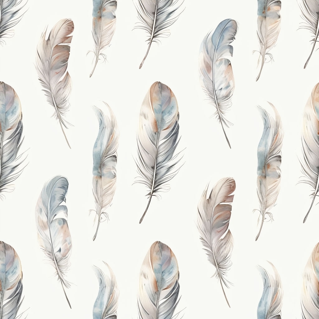 Elegant Hand-Drawn Feathers Seamless Pattern for Textiles