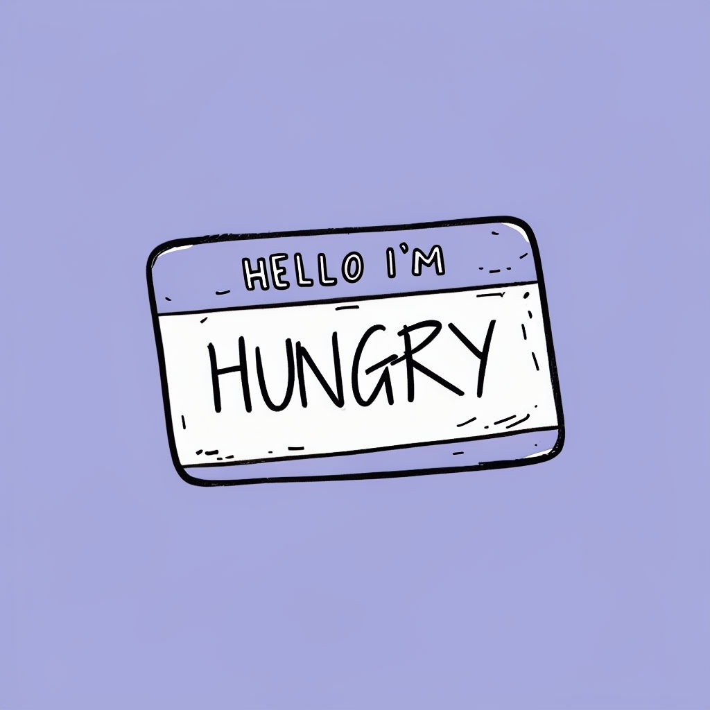 Hello I'm Hungry Minimalist Cartoon Name Tag T-Shirt