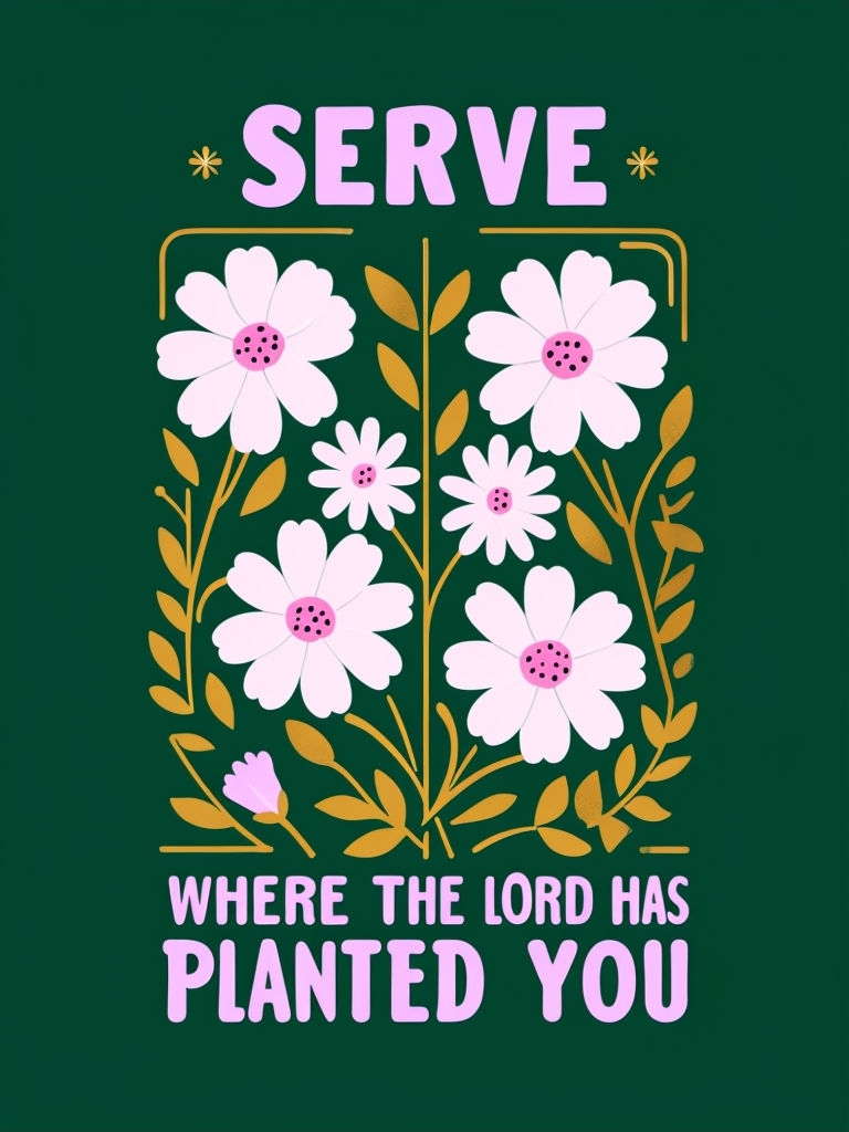 Modern Minimalist Floral Illustration with Inspirational Message Poster