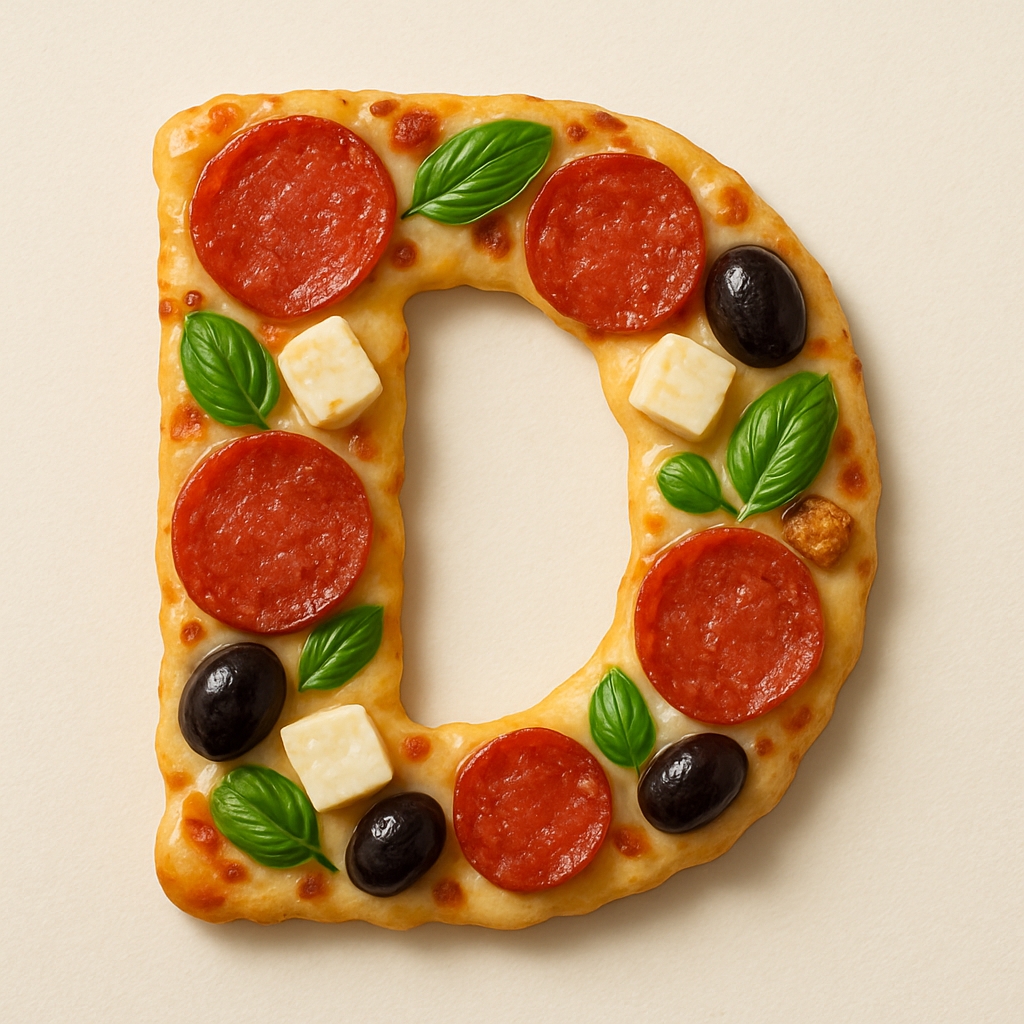 Delicious Pizza Slice Letter D Monogram Design