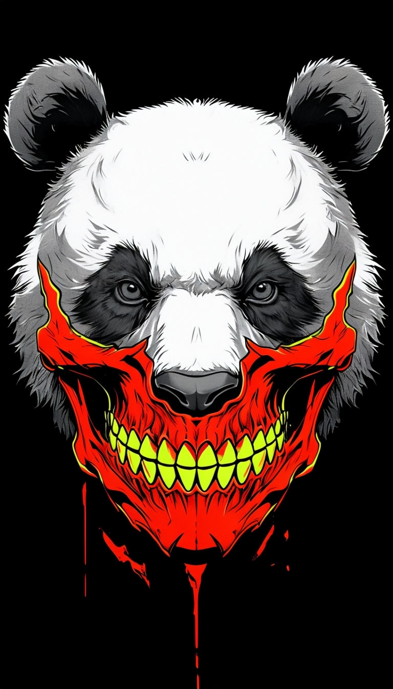 Intense Panda Skull Mask Digital Art Phone Case Cover