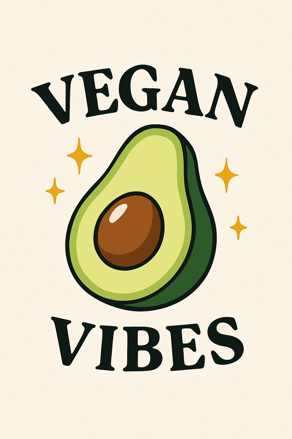 Cheerful Halved Avocado with Vegan Vibes T-Shirt