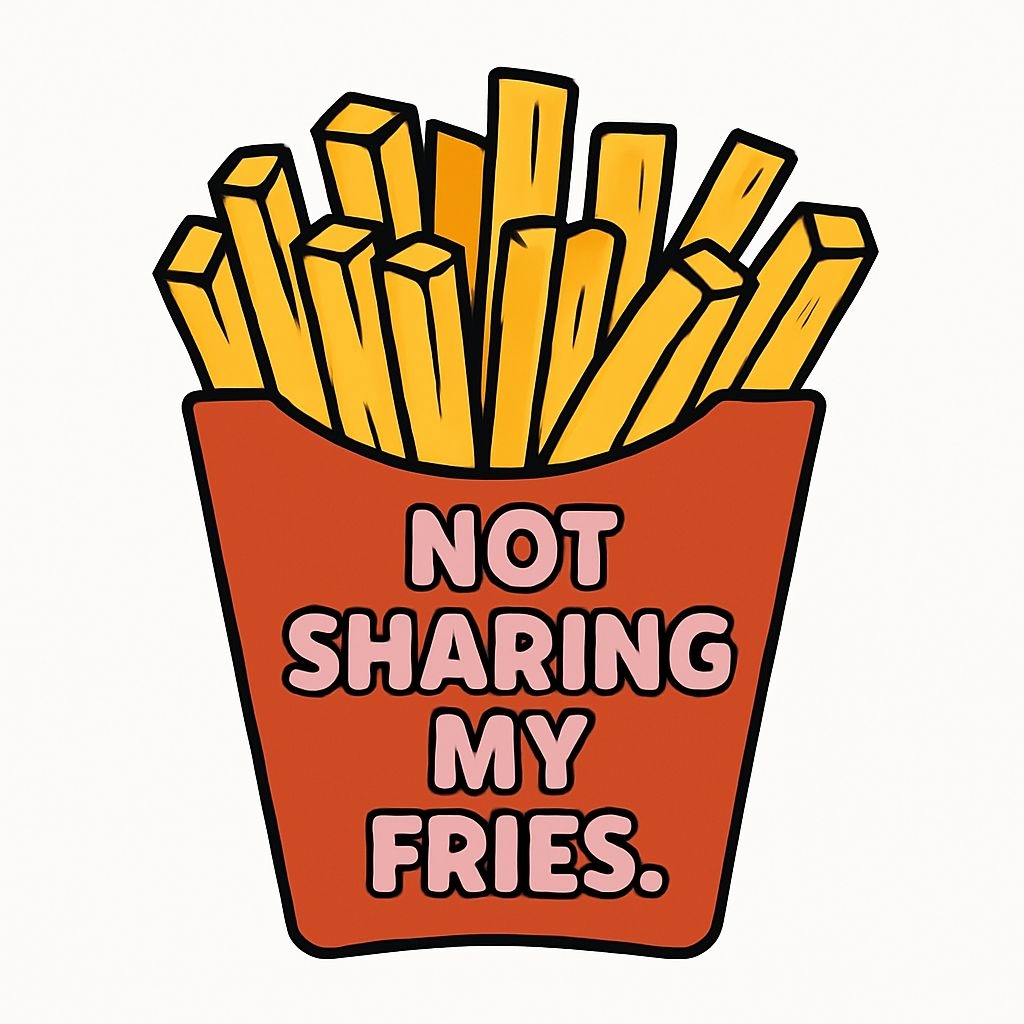 Not Sharing My Fries Cartoon French Fry Container Sticker