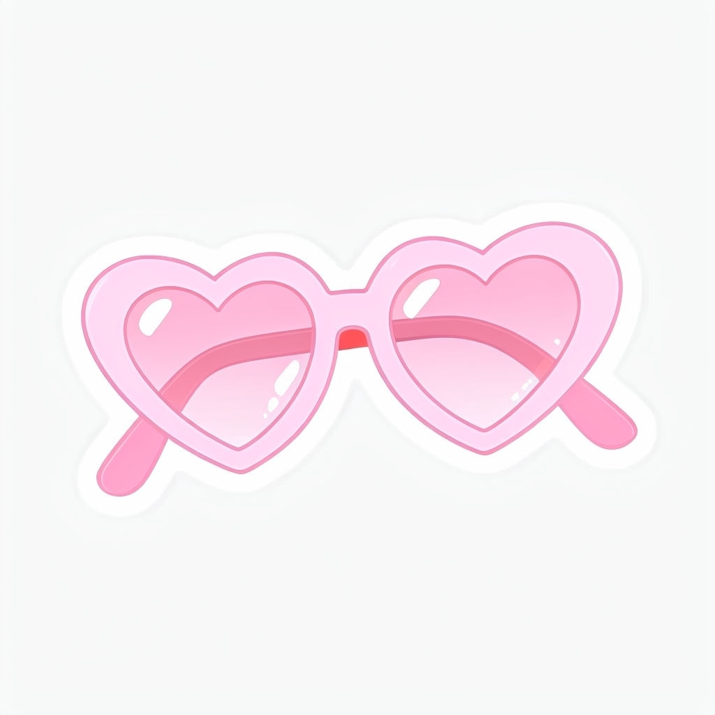 Heart-Shaped Pink Sunglasses Digital Illustration Sticker