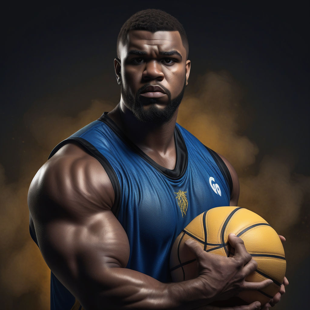 Huge muscular people play sports hard in the gym