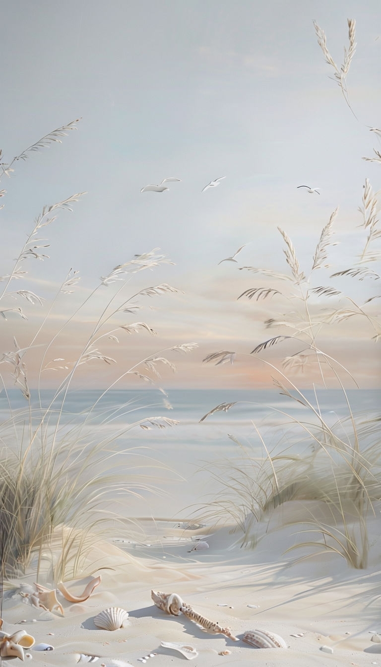 Tranquil Beachside Escape Photorealistic Wallpaper Design Mobile Wallpaper