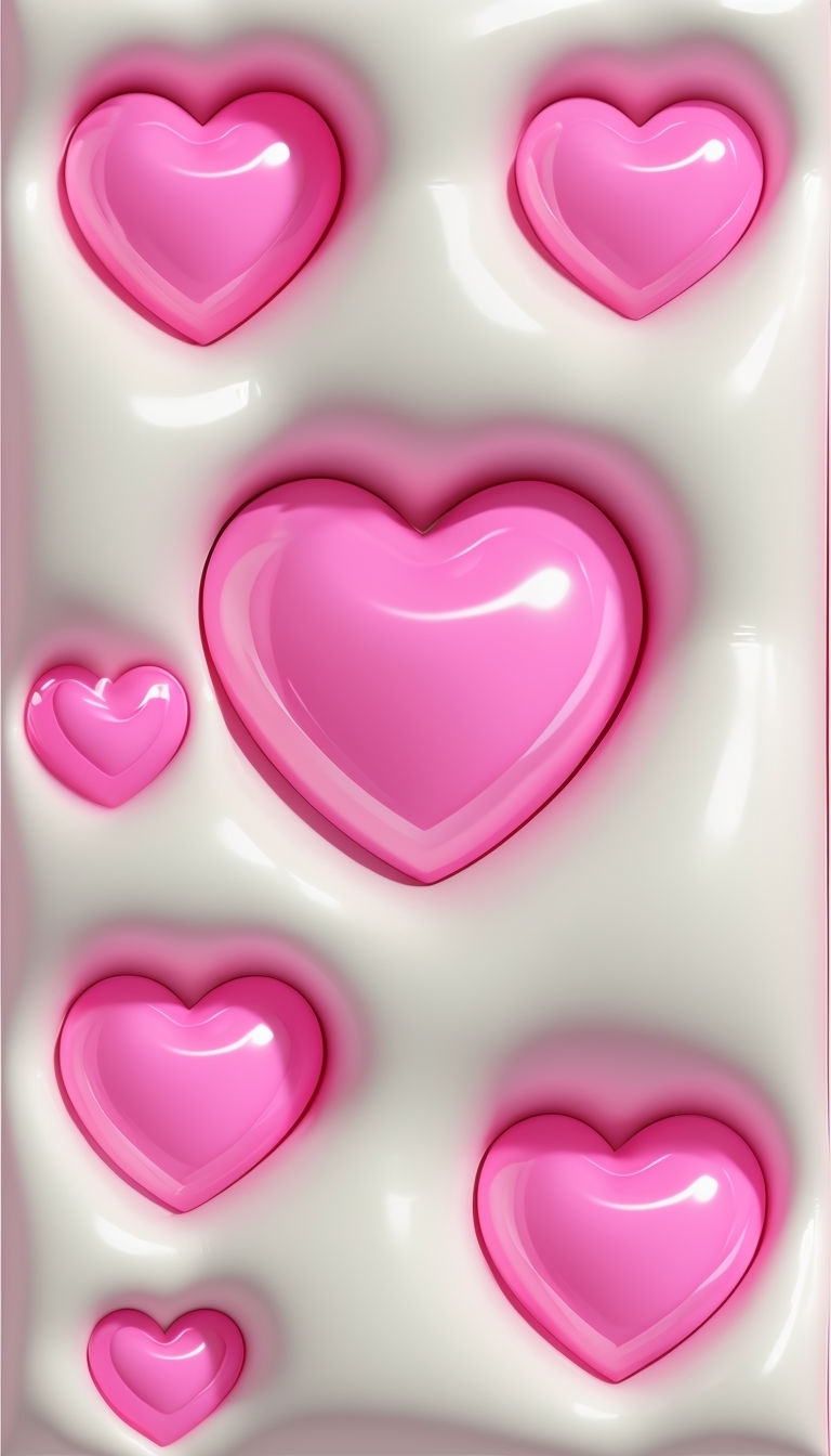 Glossy Pink Heart Shaped Design on Soft Background Phone Case Cover