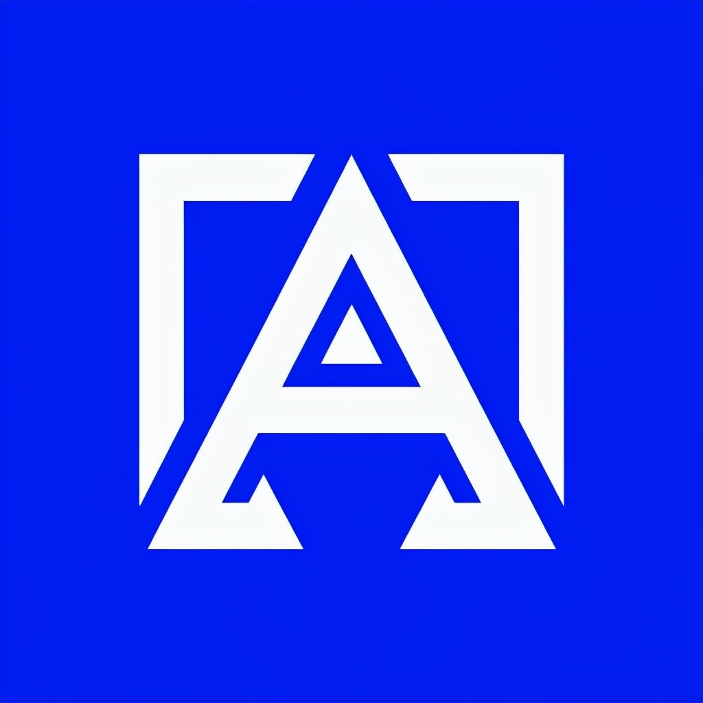 Bold Geometric Letter A Monogram Logo on Royal Blue Background Monogram