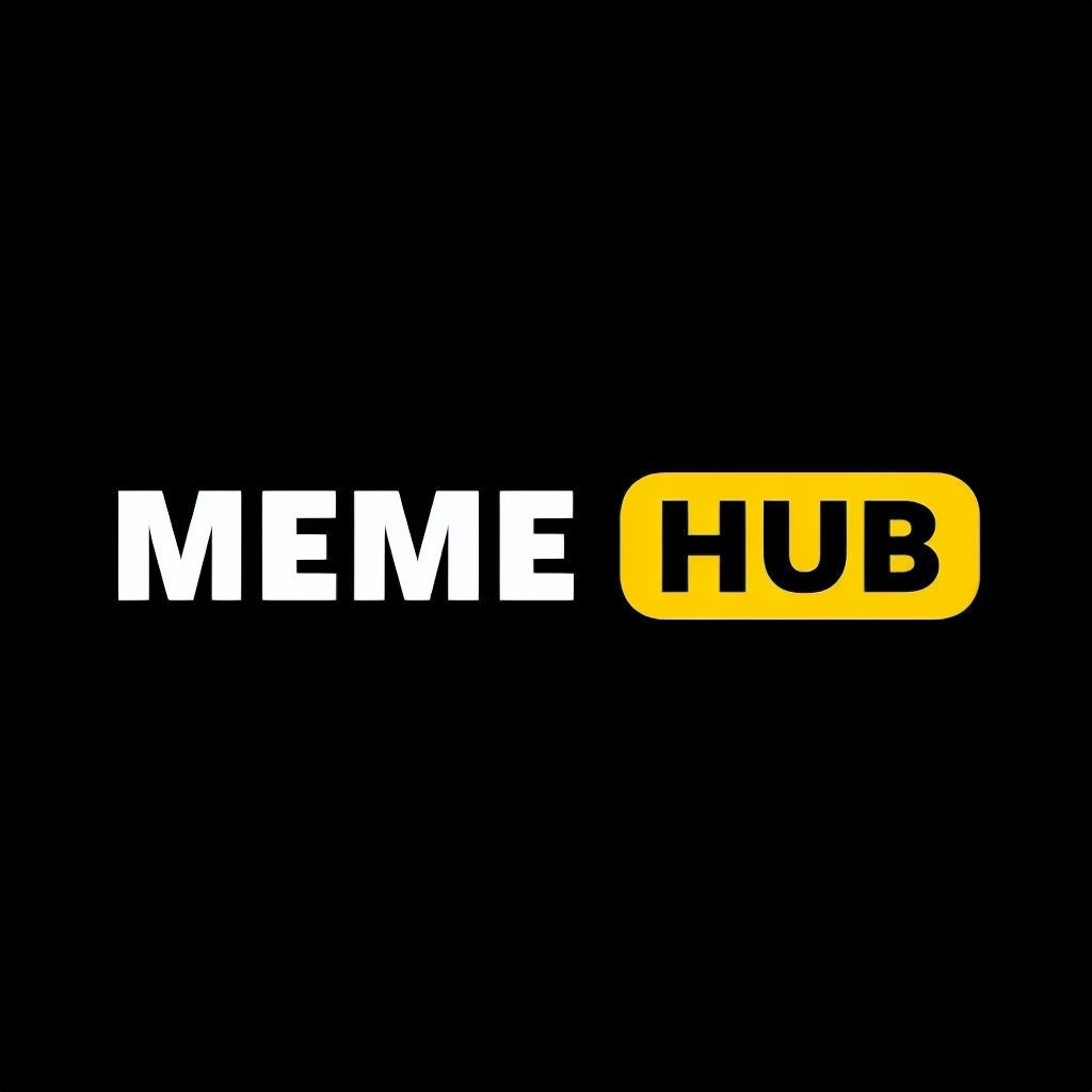 Minimalist Meme Hub Logo on Black Background for Branding Logo