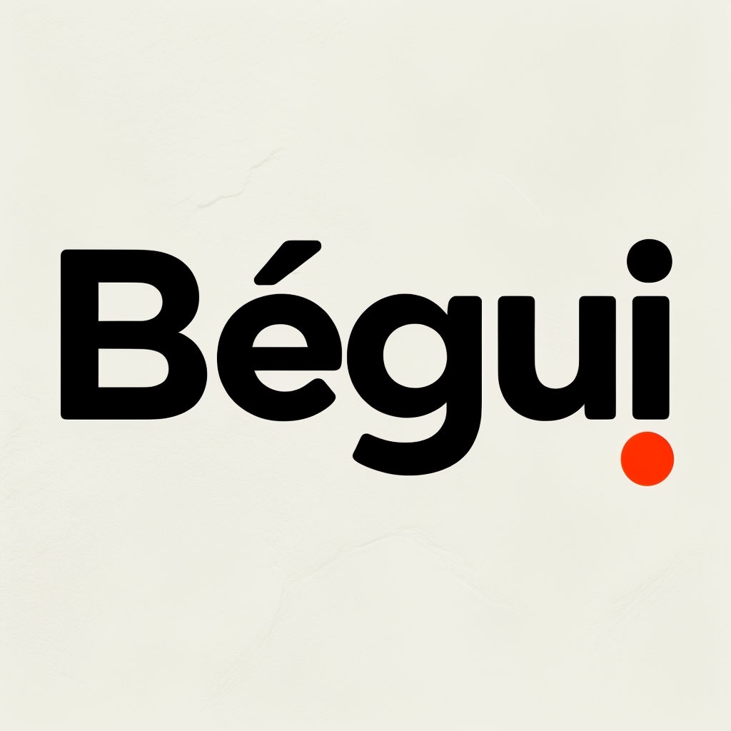 Minimalist Bégui Logo Design with Bold Typography and Accent Logo