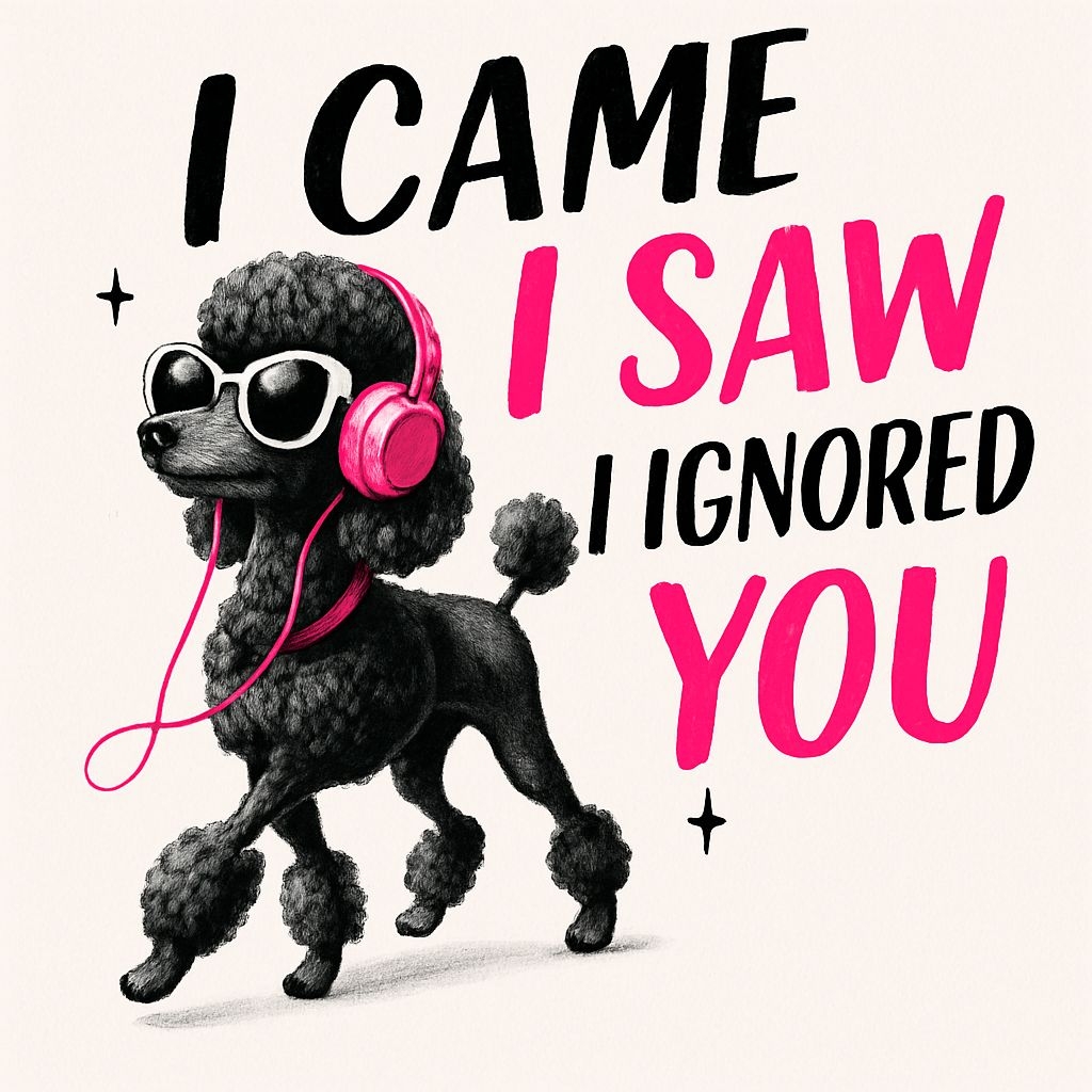 Playful Black Poodle with Sunglasses and Headphones T-Shirt