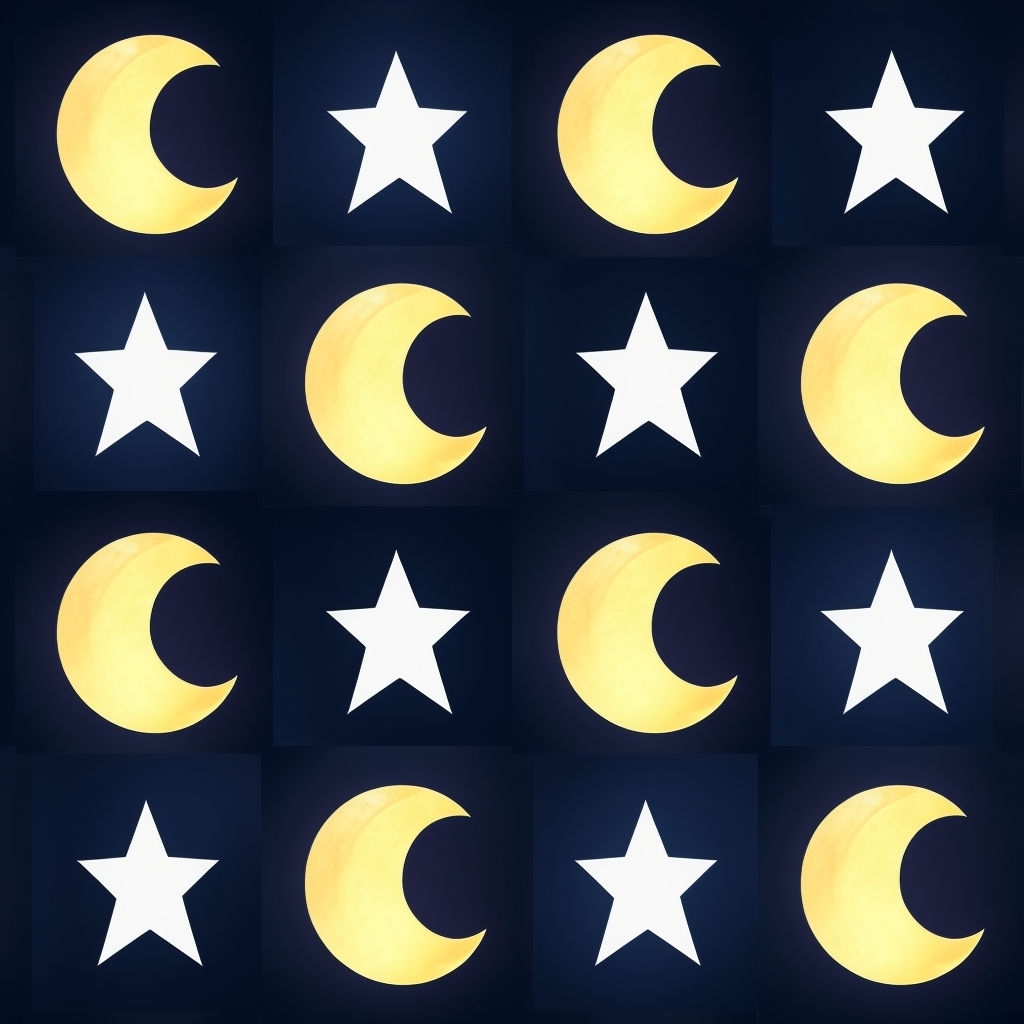 Calm Celestial Crescent Moon and Star Seamless Pattern