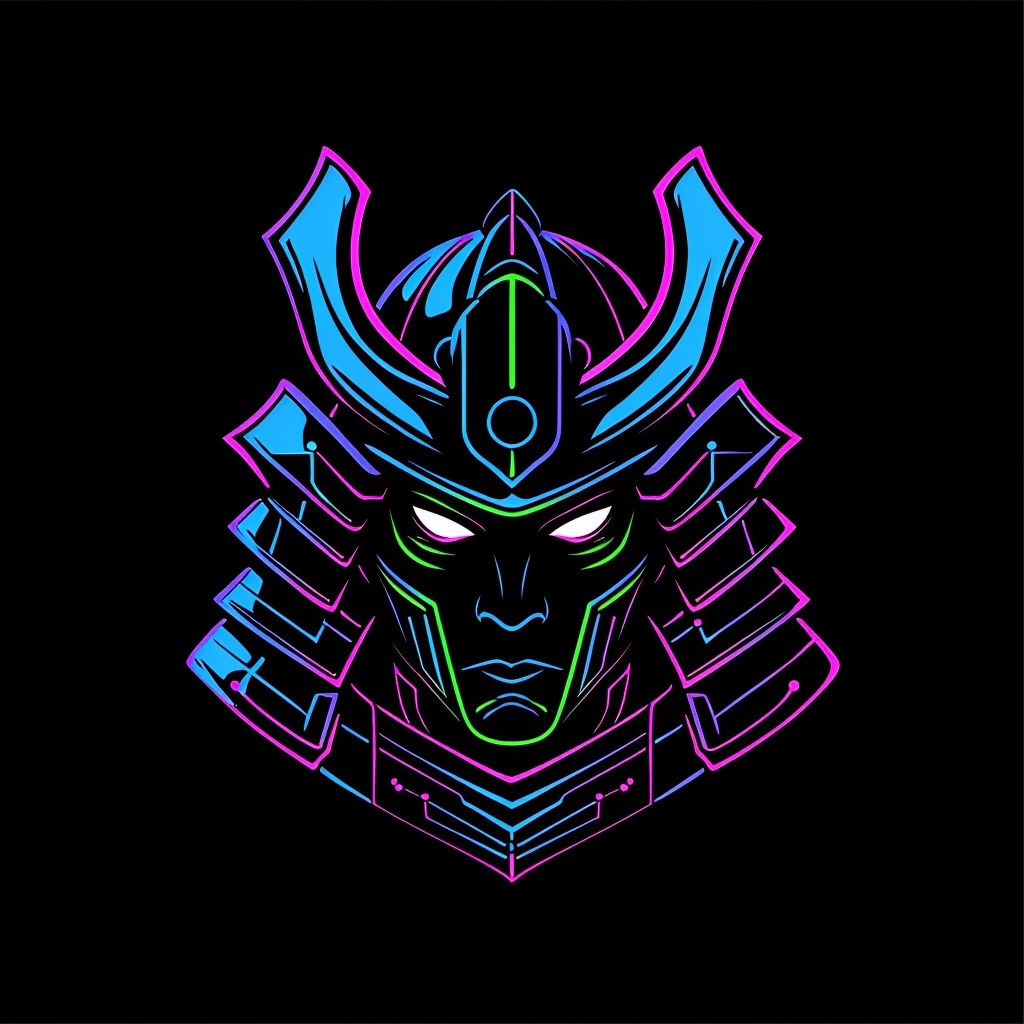 Cyberpunk Tech Samurai Minimalist Design T-Shirt