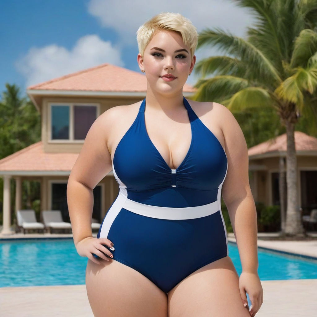 Obese women wearing swimsuit