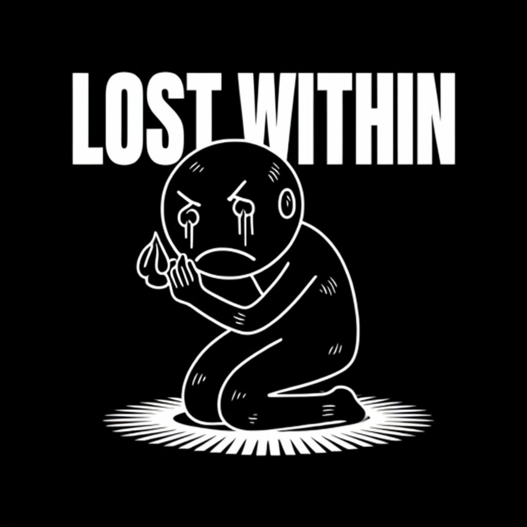 Monochromatic Emotional "Lost Within" Human Figure Poster