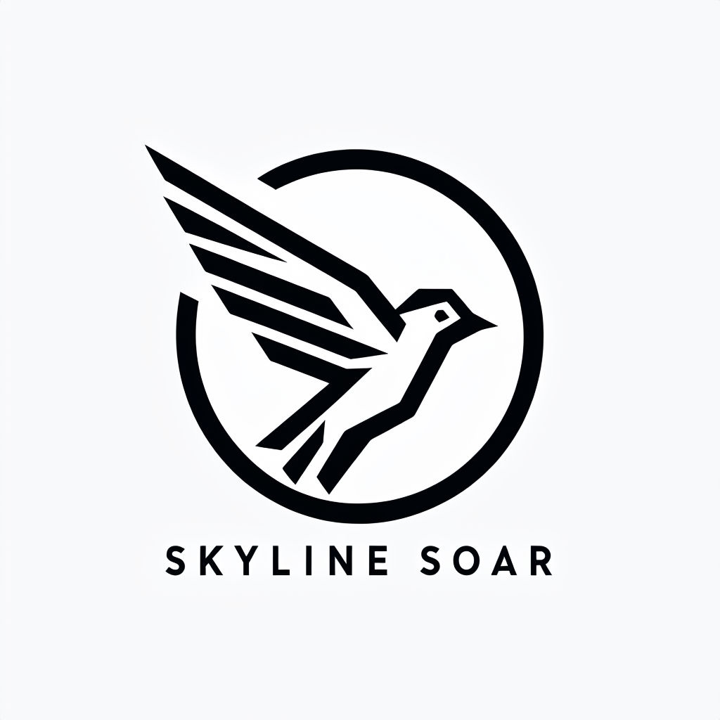 Minimalist Black and White Bird in Flight Logo Design