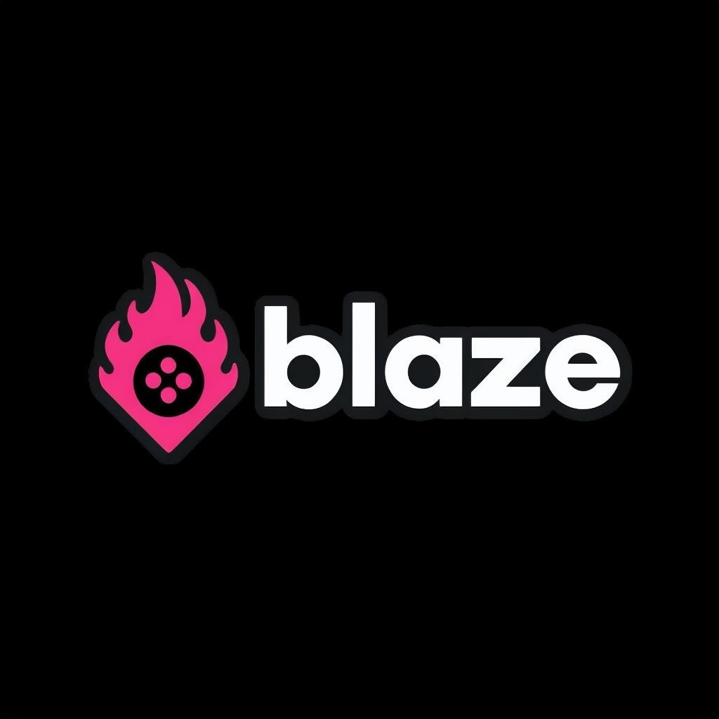 Dynamic Magenta Blaze Logo with Flame Icon and Dots