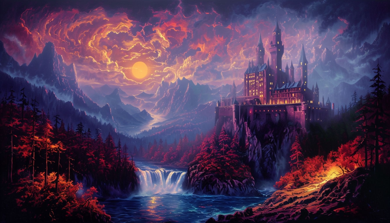 Dramatic Gothic Castle Fantasy Landscape Art Print