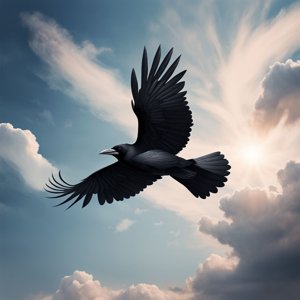 Picture of a crow flying in the sky by الرسم الالماني - Playground