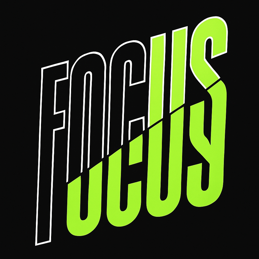 Modern Neon FOCUS Typography Design T-Shirt