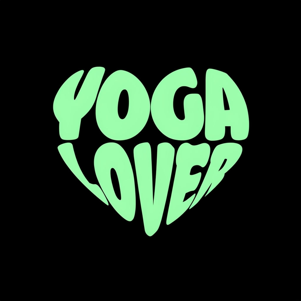 Mint Green Yoga Lover Heart Typography T-Shirt