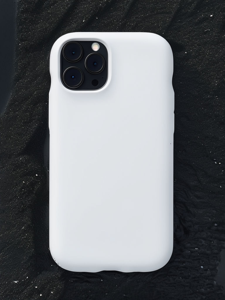 Minimalist White iPhone Case Photography on Black Sand Beach Mockup