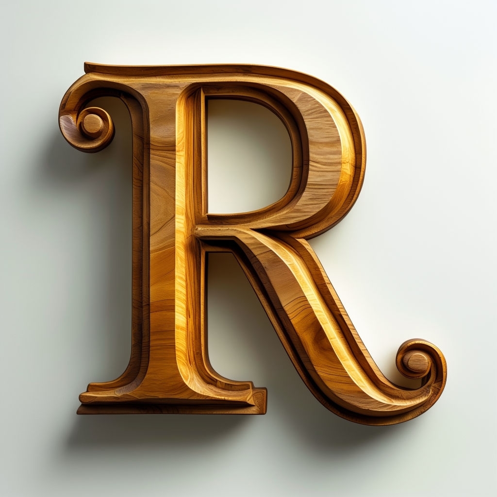 Rustic Elegance of Wooden Letter R Monogram Design