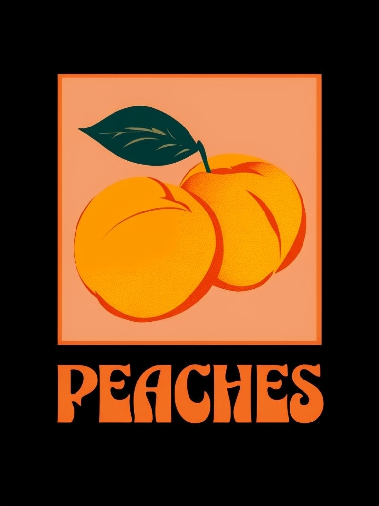 Vintage Peach Graphic T-Shirt with Retro Style Design